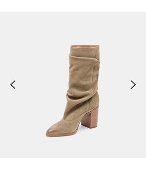 Dolce Vita Olive Suede Slouchy Mid-Calf Block Heel Boots